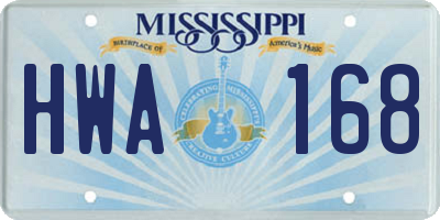 MS license plate HWA168