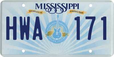 MS license plate HWA171