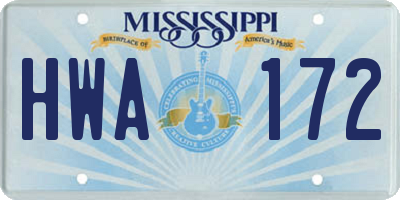 MS license plate HWA172