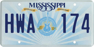 MS license plate HWA174