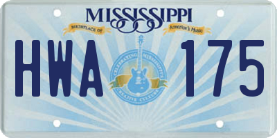 MS license plate HWA175