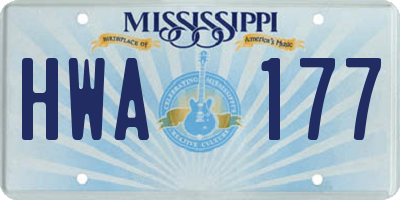 MS license plate HWA177
