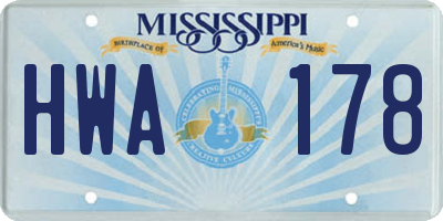 MS license plate HWA178