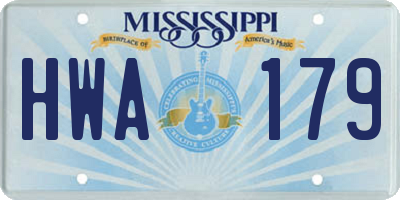 MS license plate HWA179
