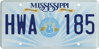 MS license plate HWA185
