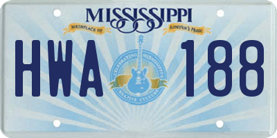 MS license plate HWA188