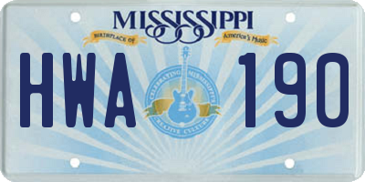 MS license plate HWA190