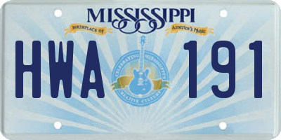 MS license plate HWA191