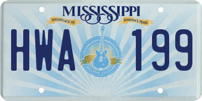 MS license plate HWA199