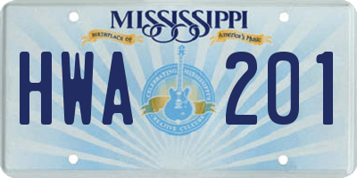 MS license plate HWA201