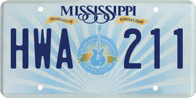 MS license plate HWA211