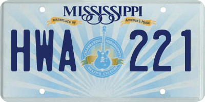 MS license plate HWA221