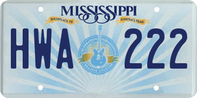 MS license plate HWA222