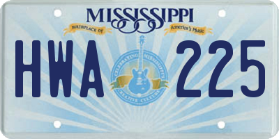 MS license plate HWA225