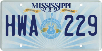 MS license plate HWA229