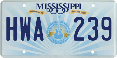 MS license plate HWA239