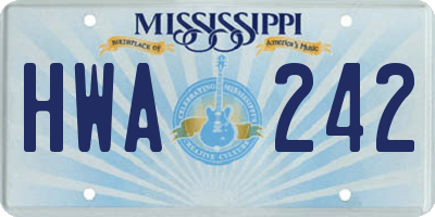 MS license plate HWA242