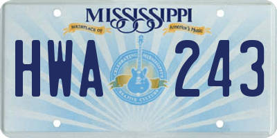 MS license plate HWA243