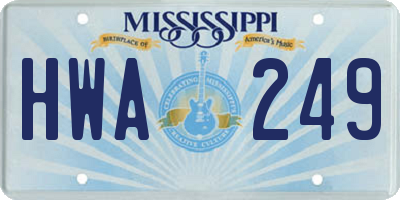MS license plate HWA249