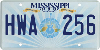MS license plate HWA256