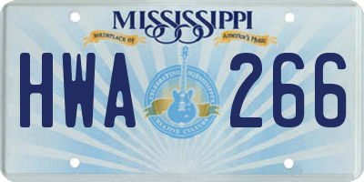 MS license plate HWA266