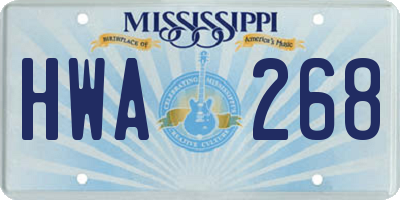 MS license plate HWA268