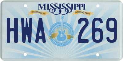 MS license plate HWA269