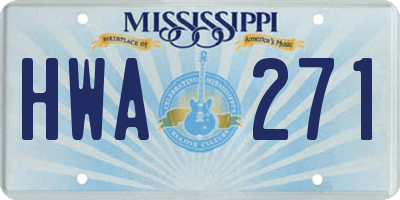 MS license plate HWA271