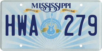 MS license plate HWA279