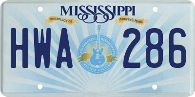 MS license plate HWA286