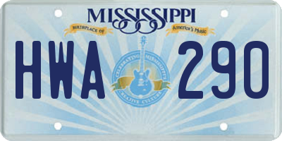 MS license plate HWA290