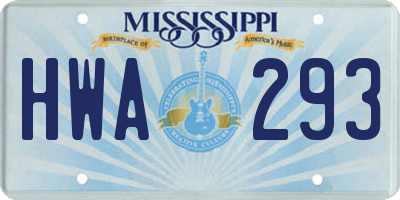 MS license plate HWA293