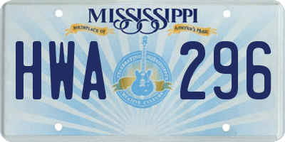 MS license plate HWA296