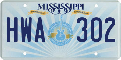 MS license plate HWA302