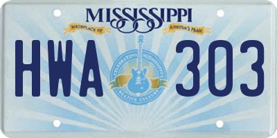 MS license plate HWA303