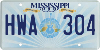 MS license plate HWA304