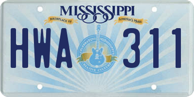 MS license plate HWA311