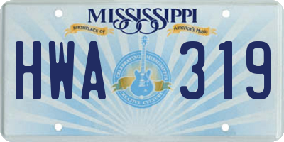 MS license plate HWA319
