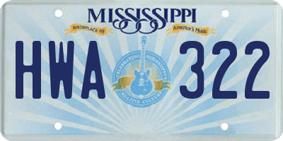 MS license plate HWA322