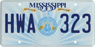 MS license plate HWA323