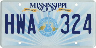MS license plate HWA324
