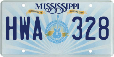 MS license plate HWA328
