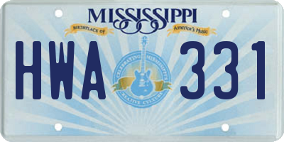 MS license plate HWA331