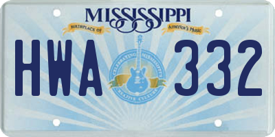 MS license plate HWA332