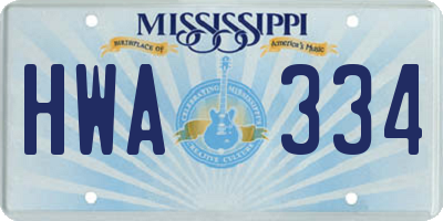 MS license plate HWA334