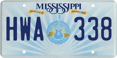 MS license plate HWA338