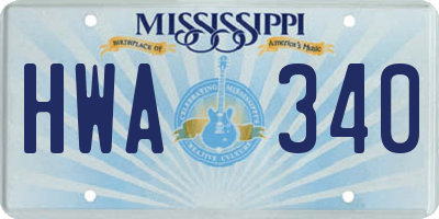 MS license plate HWA340