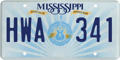MS license plate HWA341