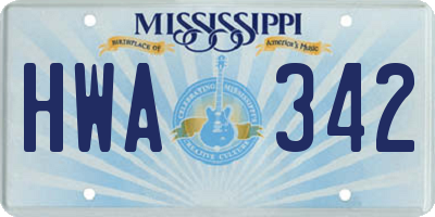 MS license plate HWA342
