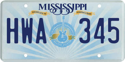 MS license plate HWA345